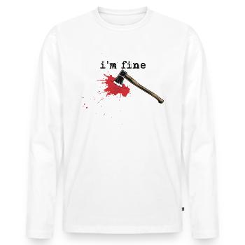 Ich bin eine schöne Axt Stiche Halloween Bloody Ax - Männer Premium Bio Langarmshirt - Weiß - Vorne - Nico (187cm)