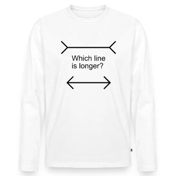 Optische Täuschung, welche Linie eine längere Illu - Männer Premium Bio Langarmshirt - Weiß - Vorne - Nico (187cm)