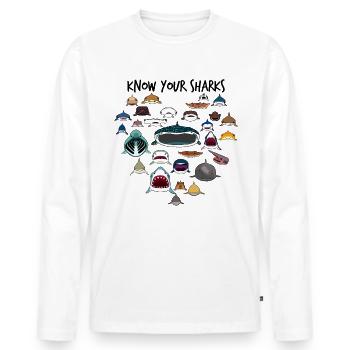 Kennen Sie Ihre Haie lieben Haigesichter Jungen Mä - Männer Premium Bio Langarmshirt - Weiß - Vorne - Nico (187cm)