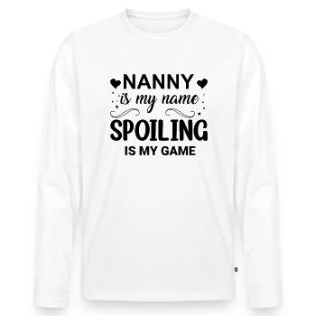 Nanny ist mein Name Beute - Männer Premium Bio Langarmshirt - Weiß - Vorne - Nico (187cm)