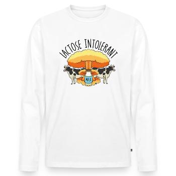 Laktosetolerantes laktosefreies Laktose -intoleran - Männer Premium Bio Langarmshirt - Weiß - Vorne - Nico (187cm)