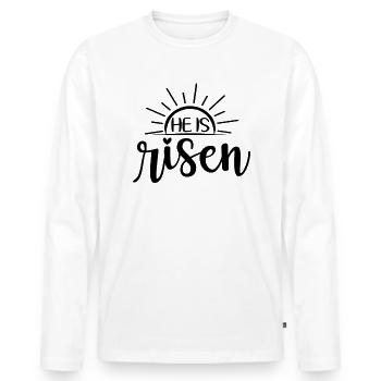 Er ist der auferstandene christliche Oster-Jesus b - Männer Premium Bio Langarmshirt - Weiß - Vorne - Nico (187cm)