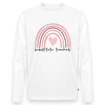 Vertretungslehrer Boho Rainbow Zurück zur Schule - Männer Premium Bio Langarmshirt - Weiß - Vorne - Nico (187cm)
