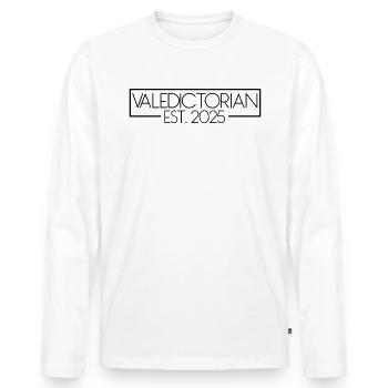 Jahrgangsbester 2025, Abschluss 2025 Jahrgangsbest - Männer Premium Bio Langarmshirt - Weiß - Vorne - Nico (187cm)