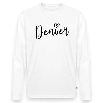 Denver My Home Love Denver Colorado Frauen-Denver - Männer Premium Bio Langarmshirt - Weiß - Vorne - Nico (187cm)