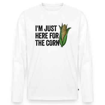 Je suis juste à cause de l’amateur de maïs drôle de maïs- - T-shirt manches longues Premium bio Homme - blanc - Devant - Nico (187cm)