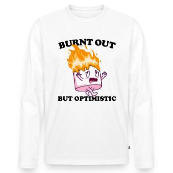 Ausgebrannt, aber optimistisch beim Marshmallow-Ca - Männer Premium Bio Langarmshirt - Weiß - Vorne - Nico (187cm)