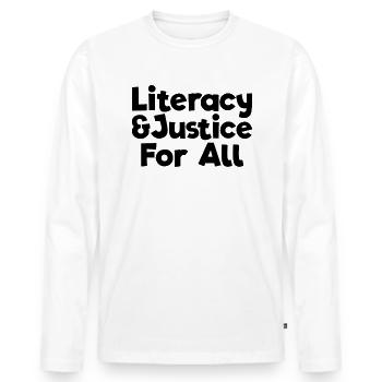 Alphabetisierung und Gerechtigkeit für alle Bücher - Männer Premium Bio Langarmshirt - Weiß - Vorne - Nico (187cm)