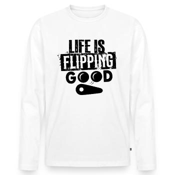 Das Leben dreht sich um. Guter Arcade-Gamer für Fl - Männer Premium Bio Langarmshirt - Weiß - Vorne - Nico (187cm)