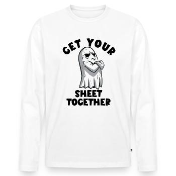 Halloween Ghost. Get your hand together - Men's Premium Organic Long Sleeve Shirt - white - Front - Nico (187cm)