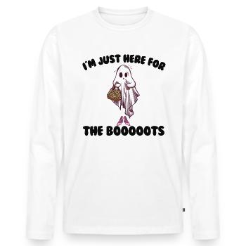 Ich bin nur wegen des Booooots-Frauen-Halloweens h - Männer Premium Bio Langarmshirt - Weiß - Vorne - Nico (187cm)