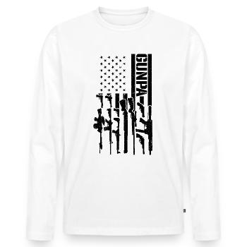 Gunpa Amerikanische Flagge Gun Opa Vatertag Gunpa - Männer Premium Bio Langarmshirt - Weiß - Vorne - Nico (187cm)