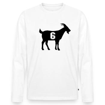 Ziege 6 G.O.A.T. Nummer sechs Ziege - Männer Premium Bio Langarmshirt - Weiß - Vorne - Nico (187cm)