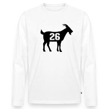 Ziege 26 G.O.A.T. Nummer sechsundzwanzig Ziege - Männer Premium Bio Langarmshirt - Weiß - Vorne - Nico (187cm)
