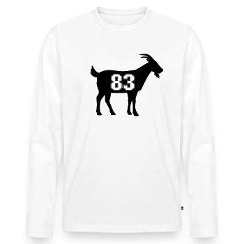 Ziege 83 G.O.A.T. Nummer dreiundachtzig Ziege - Männer Premium Bio Langarmshirt - Weiß - Vorne - Nico (187cm)