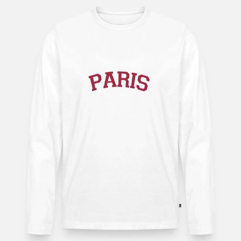 Paris - Männer Premium Bio Langarmshirt - Weiß