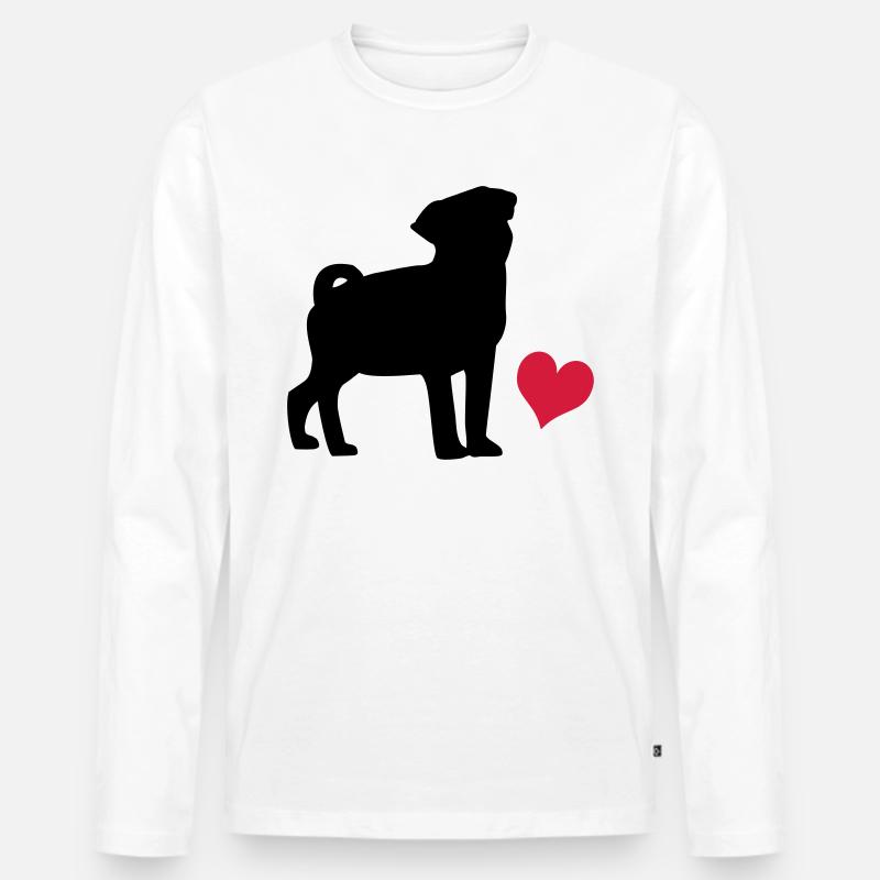 Mops - Männer Premium Bio Langarmshirt - Weiß