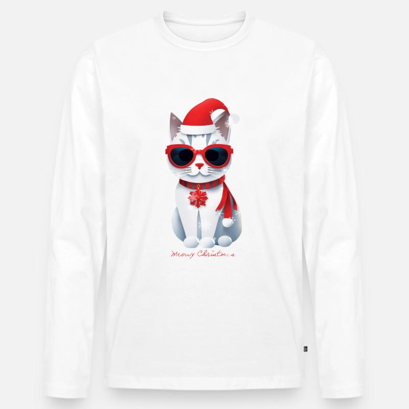 Meowy Weihnachtskleidung und Geschenke von der Meowy C - Männer Premium Bio Langarmshirt - Weiß