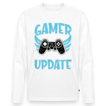 GAMER ALTERN NICHT - SIE ERHALTEN EIN UPDATE - Männer Premium Bio Langarmshirt - Weiß - Vorne - Nico (187cm)