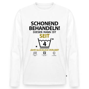 4 Vier jahre jährige Beziehung Mann Freund - Männer Premium Bio Langarmshirt - Weiß - Vorne - Nico (187cm)