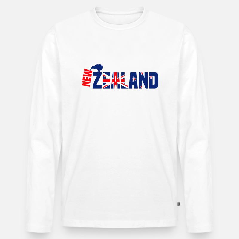 Neuseeland - Männer Premium Bio Langarmshirt - Weiß