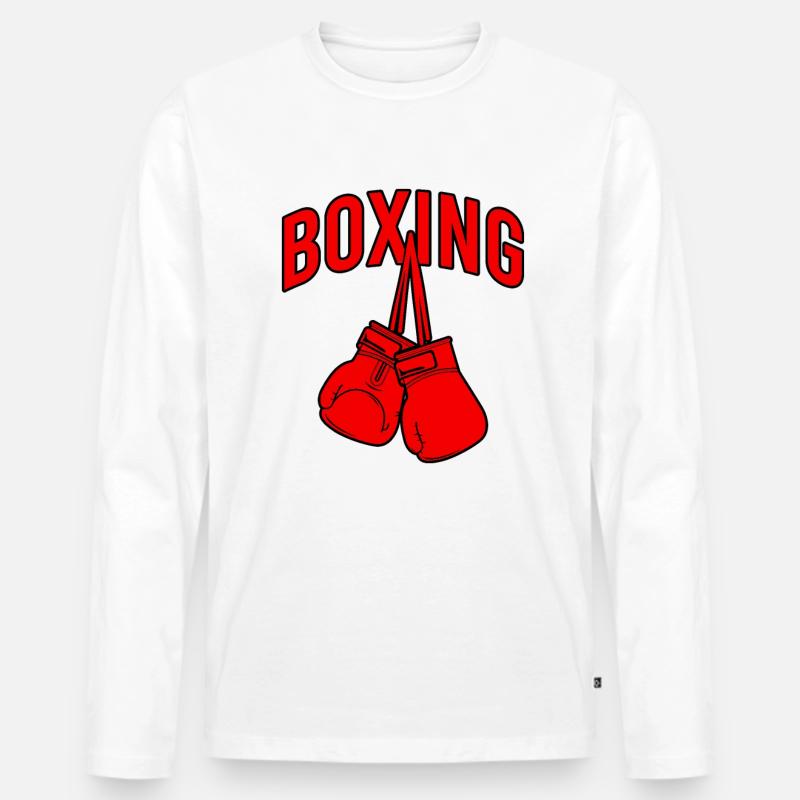 Boxen - Männer Premium Bio Langarmshirt - Weiß