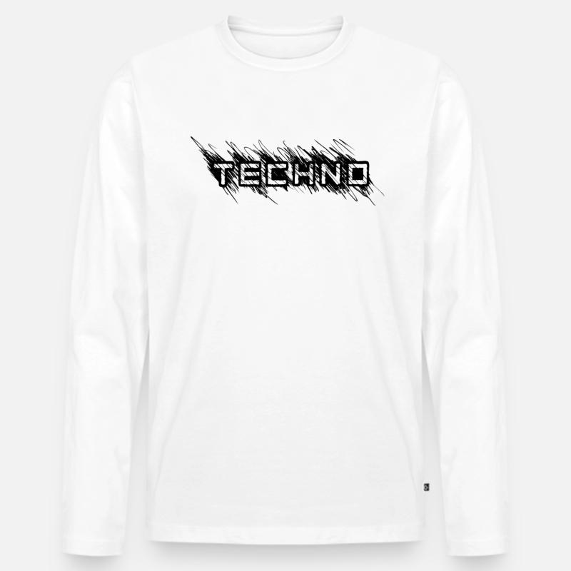 Techno - Männer Premium Bio Langarmshirt - Weiß