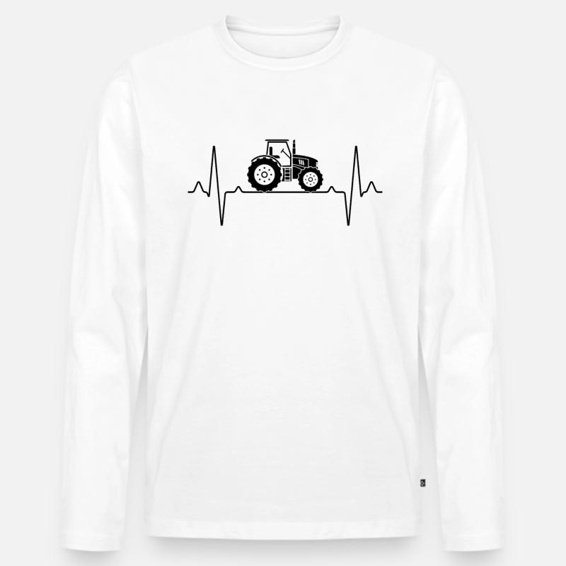 Traktor Herzschlag - Männer Premium Bio Langarmshirt - Weiß
