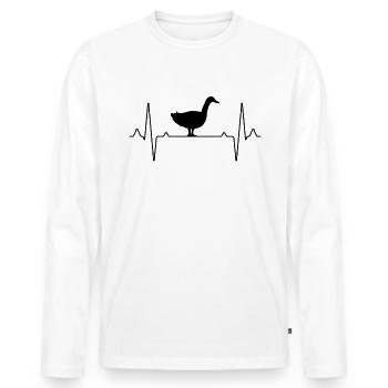 Goose Heartbeat - Men's Premium Organic Long Sleeve Shirt - white - Front - Nico (187cm)