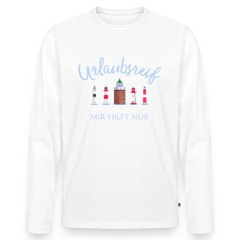 Sylt, Status Urlaubsreif, Deutsche Nordsee - Männer Premium Bio Langarmshirt - Weiß - Vorne - Nico (187cm)