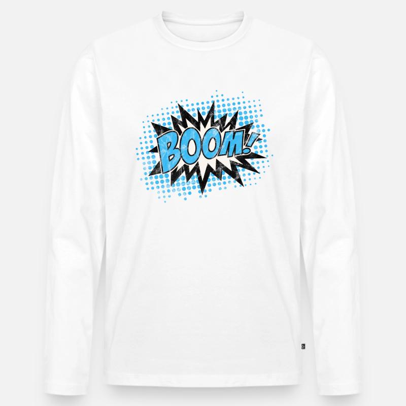 Vintage Comic Boom Explosion - Männer Premium Bio Langarmshirt - Weiß