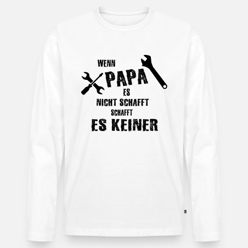 Papa - Männer Premium Bio Langarmshirt - Weiß