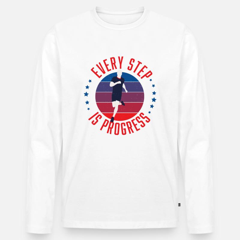 Runner Every Step is Progress - Männer Premium Bio Langarmshirt - Weiß