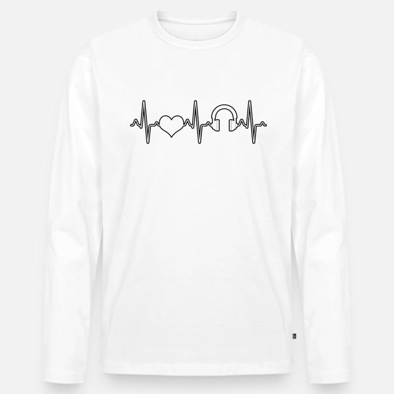 Musik Kopfhörer Herzschlag - Männer Premium Bio Langarmshirt - Weiß