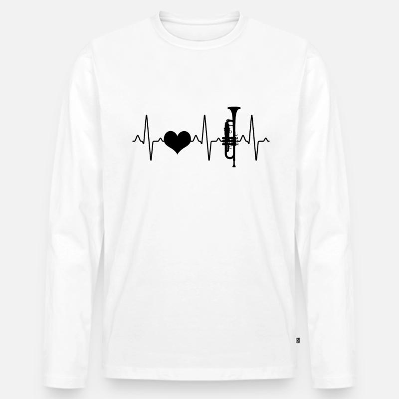 Trompete Herzschlag - Männer Premium Bio Langarmshirt - Weiß