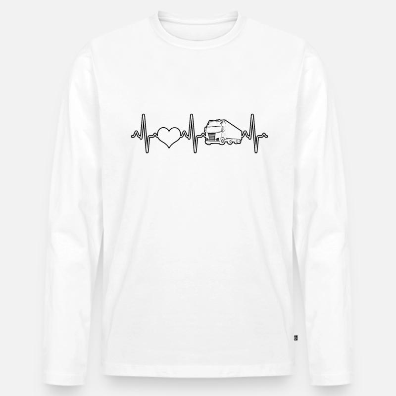 LKW Herzschlag - Männer Premium Bio Langarmshirt - Weiß
