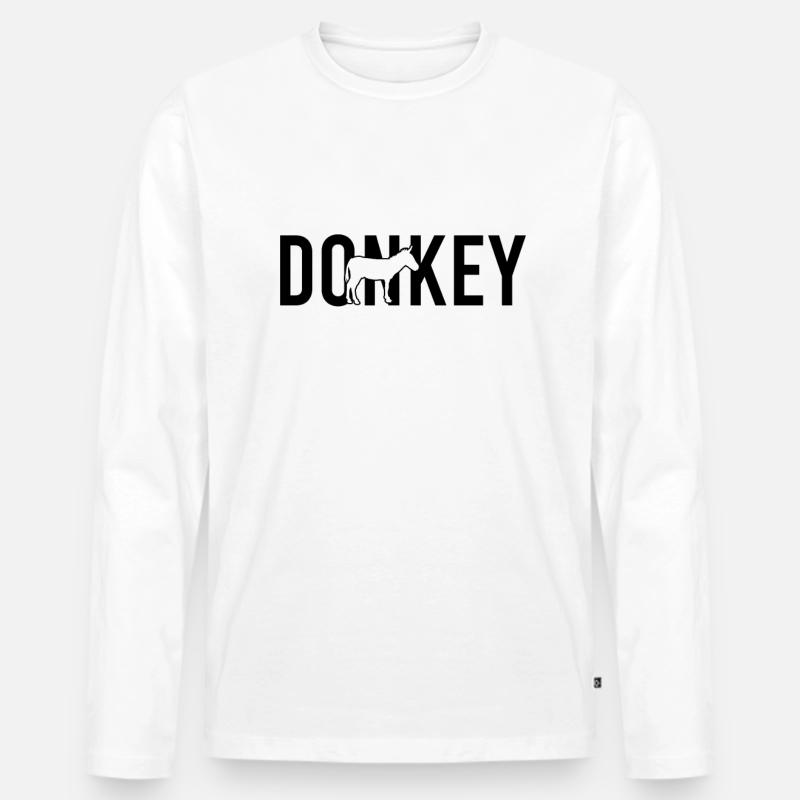 Esel donkey - Männer Premium Bio Langarmshirt - Weiß