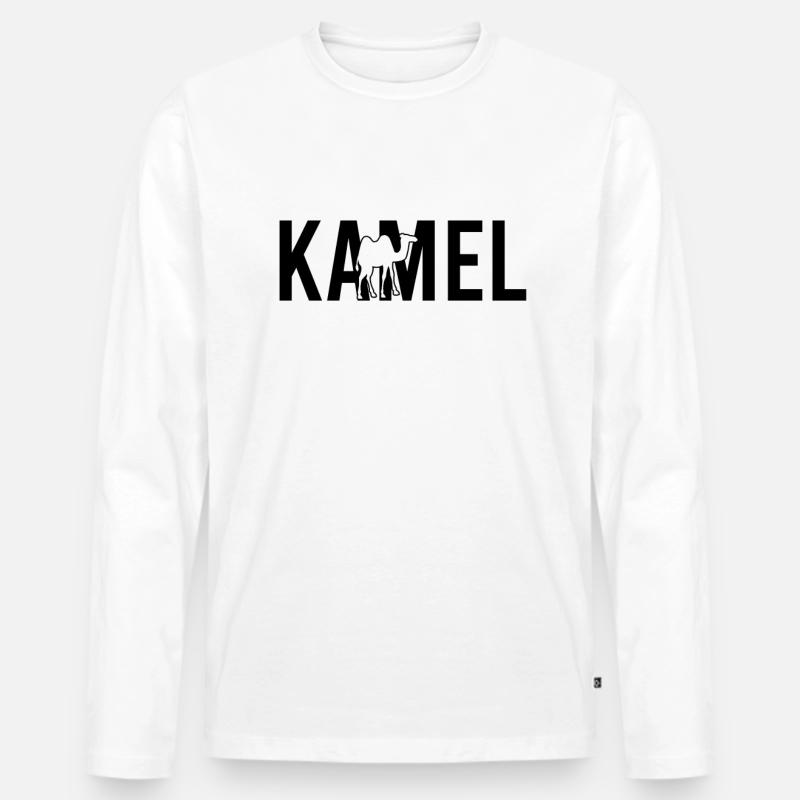 Kamel - Männer Premium Bio Langarmshirt - Weiß