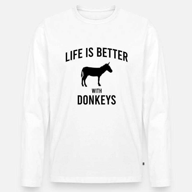 Esel Spruch - Männer Premium Bio Langarmshirt - Weiß