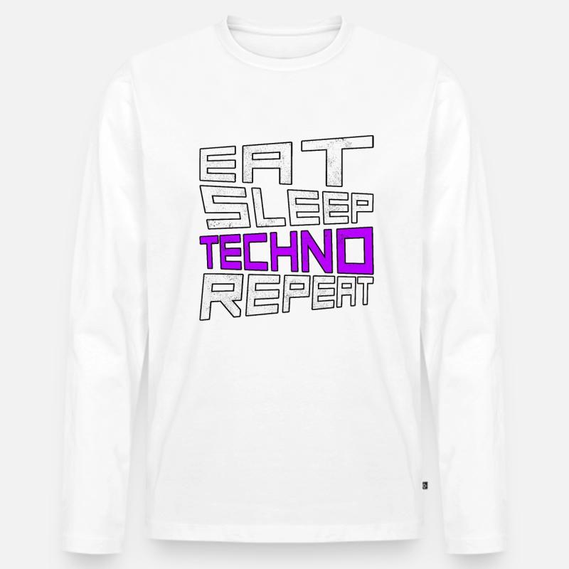 eat sleep techno repeat - Männer Premium Bio Langarmshirt - Weiß