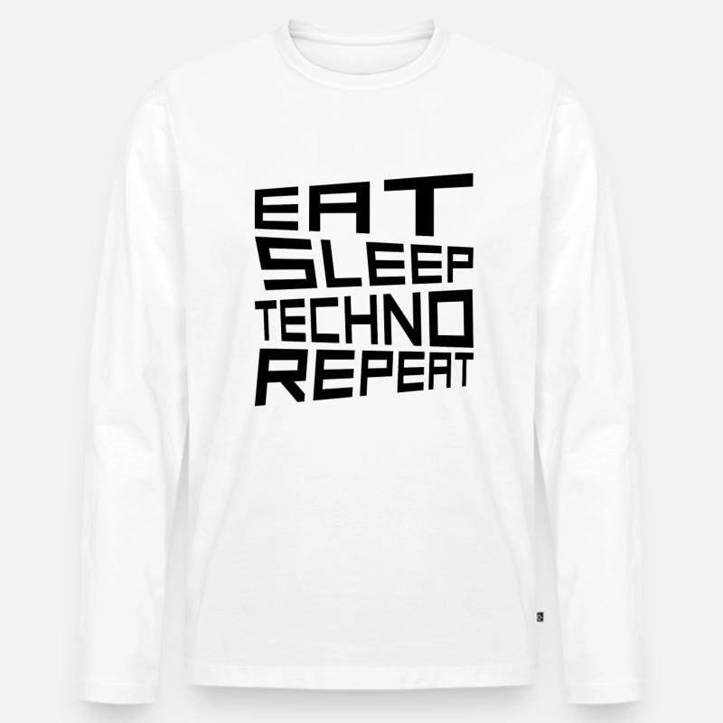 eat sleep techno repeat - Männer Premium Bio Langarmshirt - Weiß