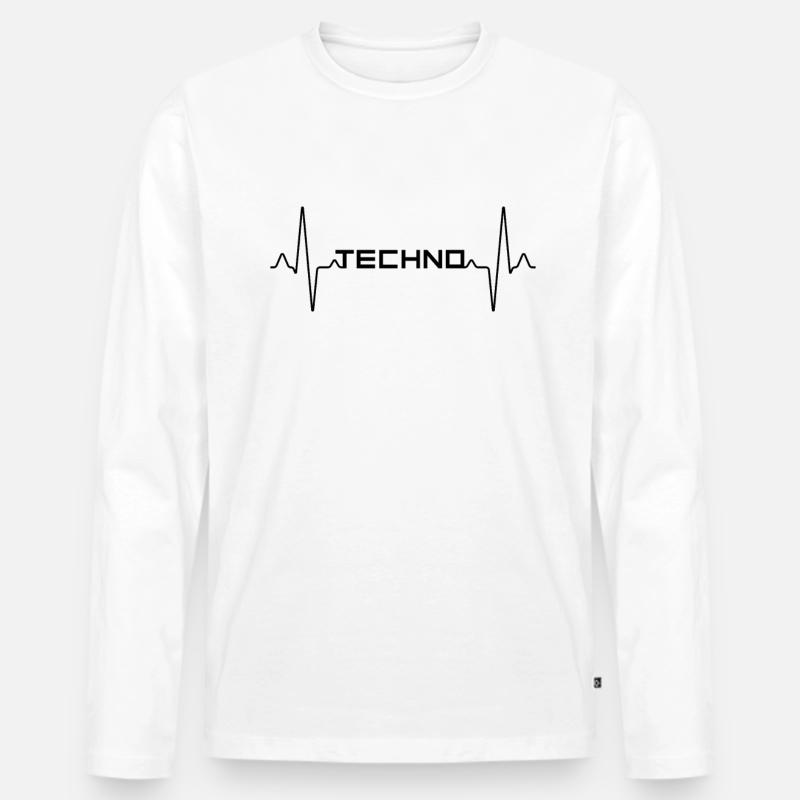 Techno Herzschlag - Männer Premium Bio Langarmshirt - Weiß