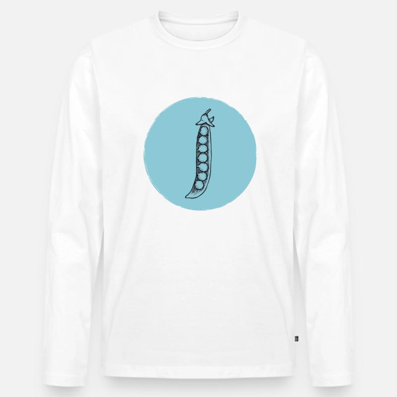 Erbsen - Männer Premium Bio Langarmshirt - Weiß