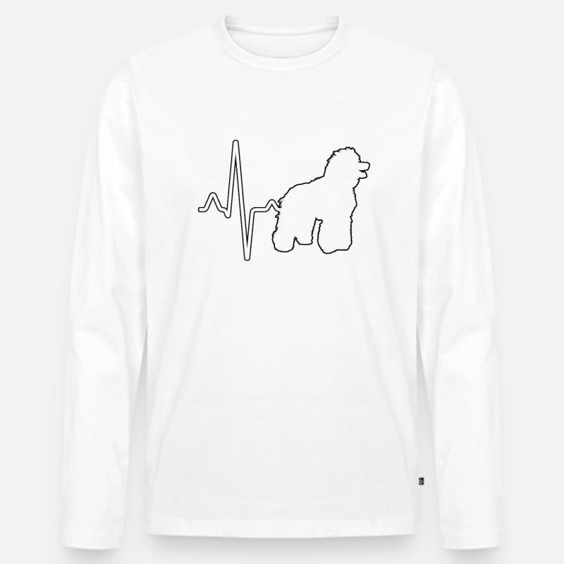 Pudel Herzschlag - Männer Premium Bio Langarmshirt - Weiß