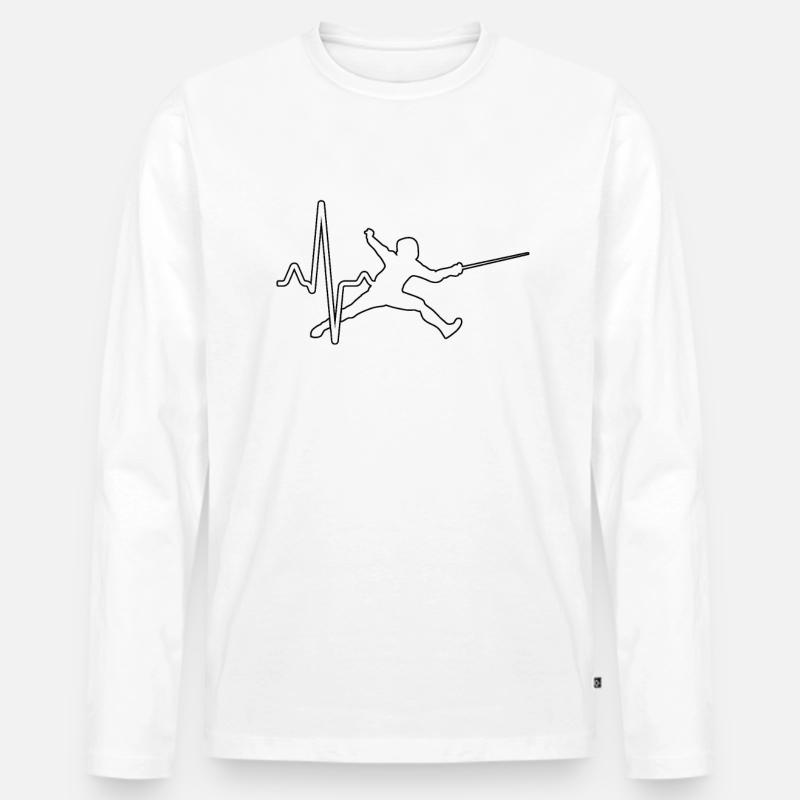 Fechten Herzschlag - Männer Premium Bio Langarmshirt - Weiß