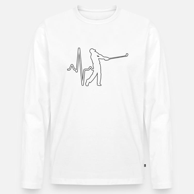 Golf Herzschlag - Männer Premium Bio Langarmshirt - Weiß