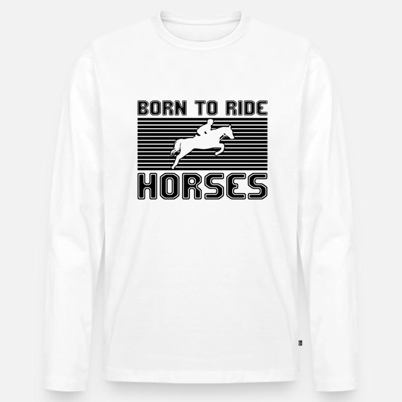 Pferde reiten - Männer Premium Bio Langarmshirt - Weiß