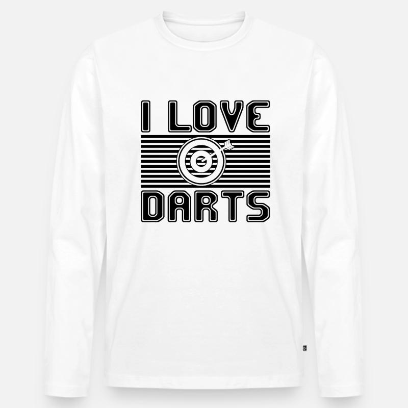 I love darts - Männer Premium Bio Langarmshirt - Weiß