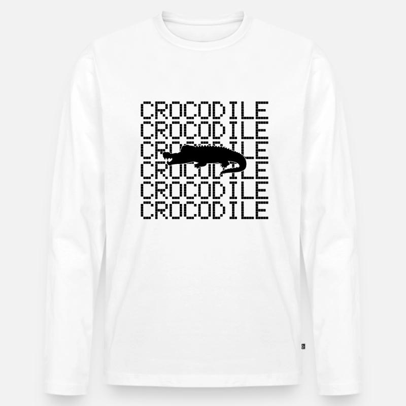 Krokodil - Männer Premium Bio Langarmshirt - Weiß