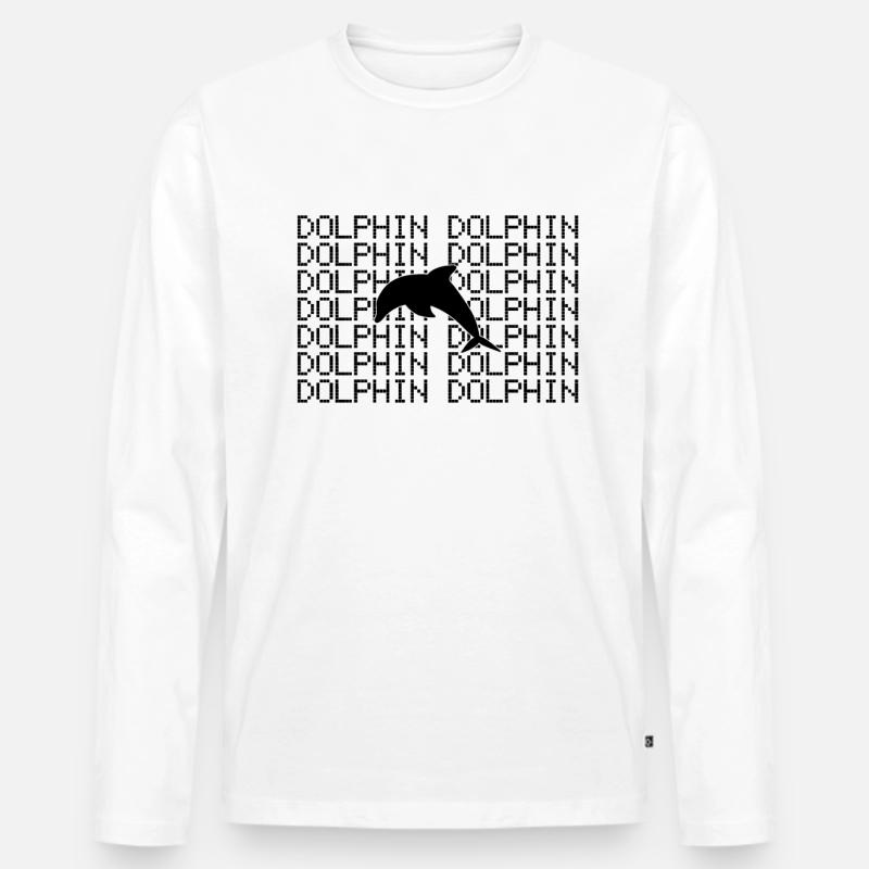 Delfin - Männer Premium Bio Langarmshirt - Weiß